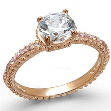 Load image into Gallery viewer, TS518 - Rose Gold 925 Sterling Silver Ring with AAA Grade CZ  in Clear