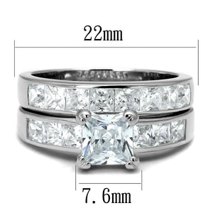 TS520 - Rhodium 925 Sterling Silver Ring with AAA Grade CZ  in Clear