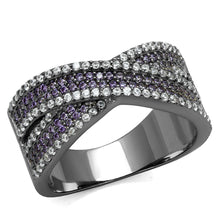 Load image into Gallery viewer, TS522 - Ruthenium 925 Sterling Silver Ring with AAA Grade CZ  in Amethyst