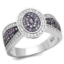 Load image into Gallery viewer, TS523 - Rhodium + Ruthenium 925 Sterling Silver Ring with AAA Grade CZ  in Amethyst