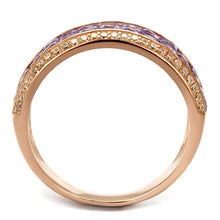 Load image into Gallery viewer, TS525 - Rose Gold 925 Sterling Silver Ring with AAA Grade CZ  in Amethyst