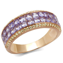 Load image into Gallery viewer, TS525 - Rose Gold 925 Sterling Silver Ring with AAA Grade CZ  in Amethyst