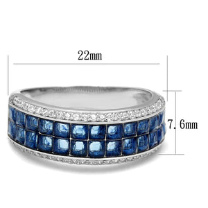 TS526 - Rhodium 925 Sterling Silver Ring with Synthetic Synthetic Glass in Montana