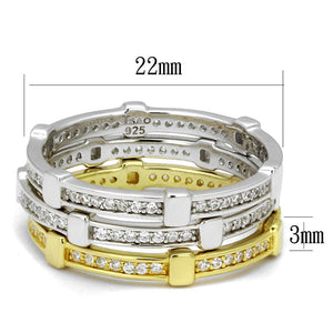 TS527 - Gold+Rhodium 925 Sterling Silver Ring with AAA Grade CZ  in Clear