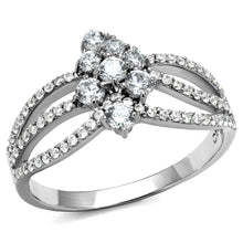 Load image into Gallery viewer, TS528 - Rhodium 925 Sterling Silver Ring with AAA Grade CZ  in Clear