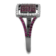 Load image into Gallery viewer, TS533 - Rhodium + Ruthenium 925 Sterling Silver Ring with AAA Grade CZ  in Ruby