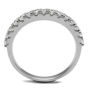 TS534 - Rhodium 925 Sterling Silver Ring with AAA Grade CZ  in Clear