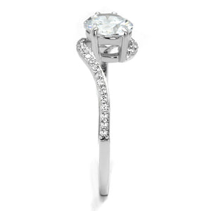 TS536 - Rhodium 925 Sterling Silver Ring with AAA Grade CZ  in Clear