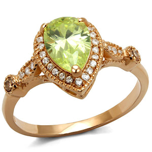 TS538 - Rose Gold 925 Sterling Silver Ring with AAA Grade CZ  in Apple Green color