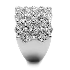 TS546 - Rhodium 925 Sterling Silver Ring with AAA Grade CZ  in Clear