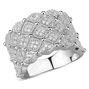 TS546 - Rhodium 925 Sterling Silver Ring with AAA Grade CZ  in Clear