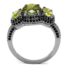 Load image into Gallery viewer, TS547 - Ruthenium 925 Sterling Silver Ring with AAA Grade CZ  in Olivine color