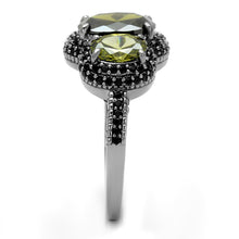 Load image into Gallery viewer, TS547 - Ruthenium 925 Sterling Silver Ring with AAA Grade CZ  in Olivine color