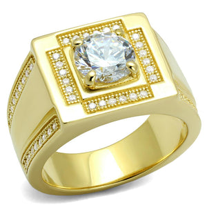 TS552 - Gold 925 Sterling Silver Ring with AAA Grade CZ  in Clear