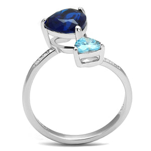 TS554 - Rhodium 925 Sterling Silver Ring with Synthetic Synthetic Glass in Montana