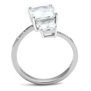 TS557 - Rhodium 925 Sterling Silver Ring with AAA Grade CZ  in Clear