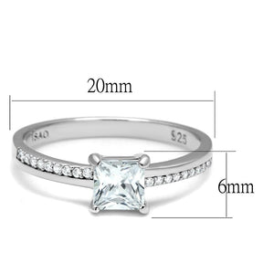 TS558 - Rhodium 925 Sterling Silver Ring with AAA Grade CZ  in Clear