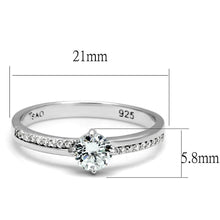 Load image into Gallery viewer, TS560 - Rhodium 925 Sterling Silver Ring with AAA Grade CZ  in Clear