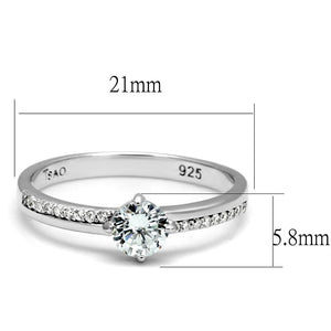 TS560 - Rhodium 925 Sterling Silver Ring with AAA Grade CZ  in Clear