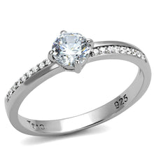 Load image into Gallery viewer, TS560 - Rhodium 925 Sterling Silver Ring with AAA Grade CZ  in Clear