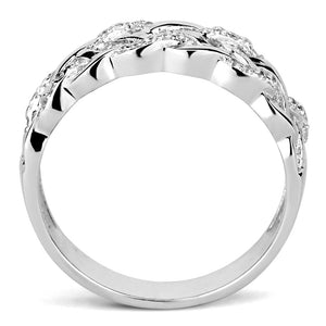 TS566 - Rhodium 925 Sterling Silver Ring with AAA Grade CZ  in Clear