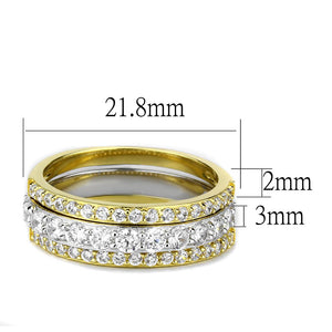 TS568 - Gold+Rhodium 925 Sterling Silver Ring with AAA Grade CZ  in Clear