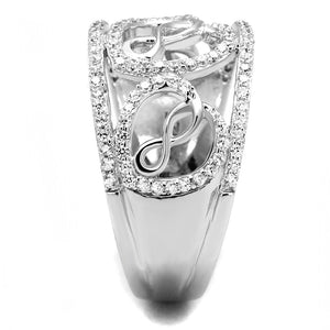 TS573 - Rhodium 925 Sterling Silver Ring with AAA Grade CZ  in Clear