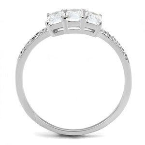 TS579 - Rhodium 925 Sterling Silver Ring with AAA Grade CZ  in Clear