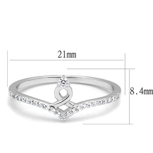 TS583 - Rhodium 925 Sterling Silver Ring with AAA Grade CZ  in Clear