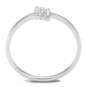 TS584 - Rhodium 925 Sterling Silver Ring with AAA Grade CZ  in Clear