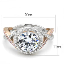 Load image into Gallery viewer, TS585 - Rose Gold + Rhodium 925 Sterling Silver Ring with AAA Grade CZ  in Clear