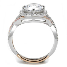 Load image into Gallery viewer, TS585 - Rose Gold + Rhodium 925 Sterling Silver Ring with AAA Grade CZ  in Clear