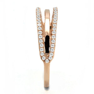 TS587 - Rose Gold 925 Sterling Silver Ring with AAA Grade CZ  in Clear