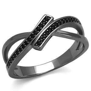 TS599 - Ruthenium 925 Sterling Silver Ring with Synthetic Spinel in Jet