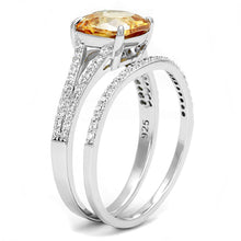 Load image into Gallery viewer, TS604 - Rhodium 925 Sterling Silver Ring with AAA Grade CZ  in Champagne