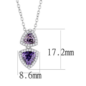 TS607 - Rhodium 925 Sterling Silver Chain Pendant with AAA Grade CZ  in Amethyst