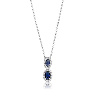 TS608 - Rhodium 925 Sterling Silver Chain Pendant with Synthetic Synthetic Glass in Montana