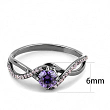 Load image into Gallery viewer, TS610 - Ruthenium 925 Sterling Silver Ring with AAA Grade CZ  in Amethyst