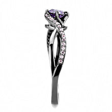 Load image into Gallery viewer, TS610 - Ruthenium 925 Sterling Silver Ring with AAA Grade CZ  in Amethyst
