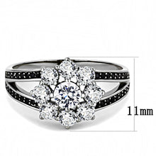 Load image into Gallery viewer, TS611 - Ruthenium 925 Sterling Silver Ring with AAA Grade CZ  in Clear