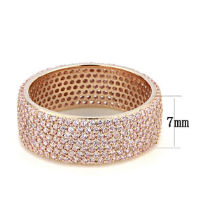 TS612 - Rose Gold 925 Sterling Silver Ring with AAA Grade CZ  in Light Rose