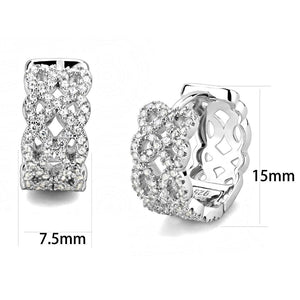 TS616 - Rhodium 925 Sterling Silver Earrings with AAA Grade CZ  in Clear