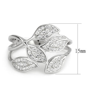 TS618 - Rhodium 925 Sterling Silver Ring with AAA Grade CZ  in Clear