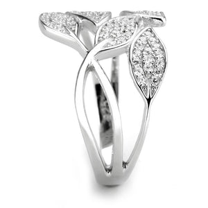 TS618 - Rhodium 925 Sterling Silver Ring with AAA Grade CZ  in Clear