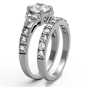 TK1331 - High polished (no plating) Stainless Steel Ring with AAA Grade CZ  in Clear