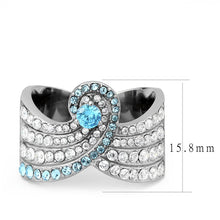 Load image into Gallery viewer, TK3572 - No Plating Stainless Steel Ring with AAA Grade CZ  in Sea Blue