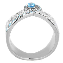 Load image into Gallery viewer, TK3572 - No Plating Stainless Steel Ring with AAA Grade CZ  in Sea Blue