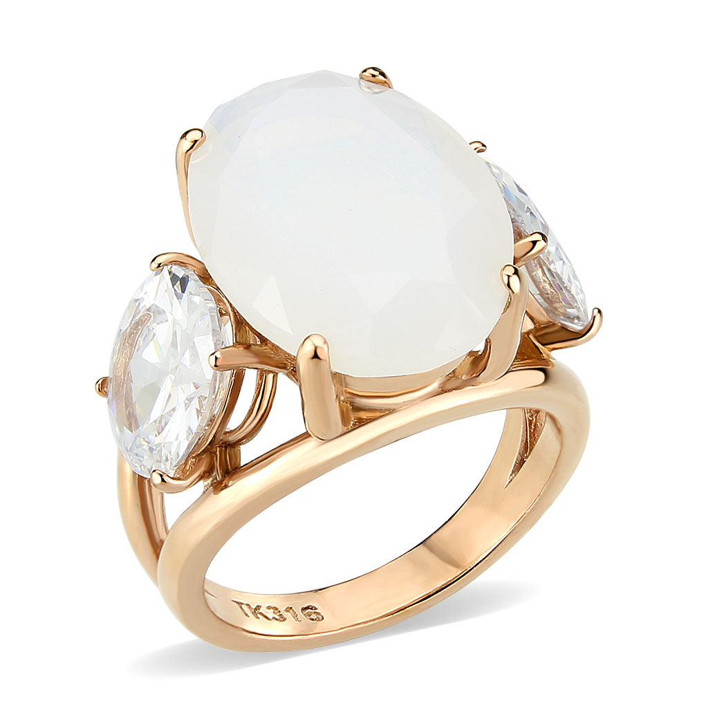 TK3788 - IP Rose Gold(Ion Plating) Stainless Steel Ring with Synthetic in Fireopal