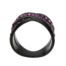 Load image into Gallery viewer, TK3791 - IP Black (Ion Plating) Stainless Steel Ring with Top Grade Crystal in Amethyst