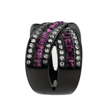 Load image into Gallery viewer, TK3791 - IP Black (Ion Plating) Stainless Steel Ring with Top Grade Crystal in Amethyst